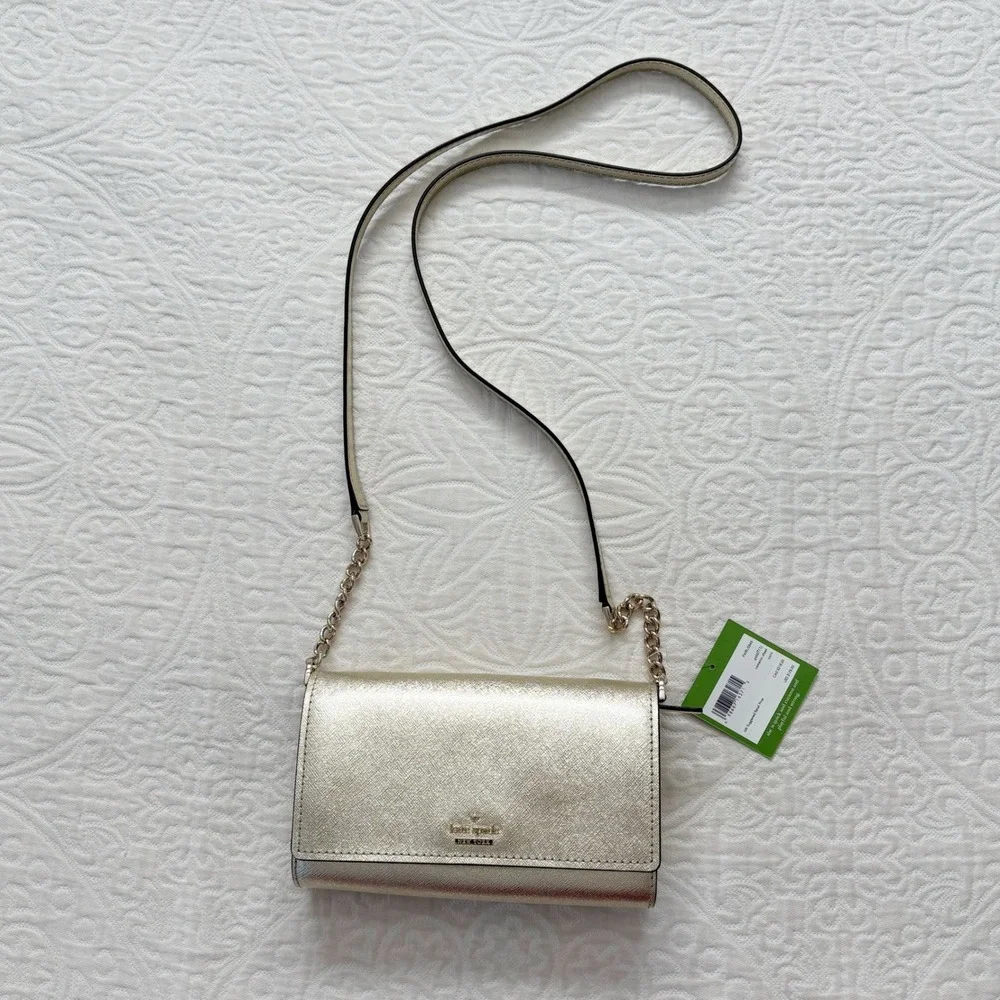 Kate Spade Cameron Street Corin Leather Crossbody‎ Wallet, Gold